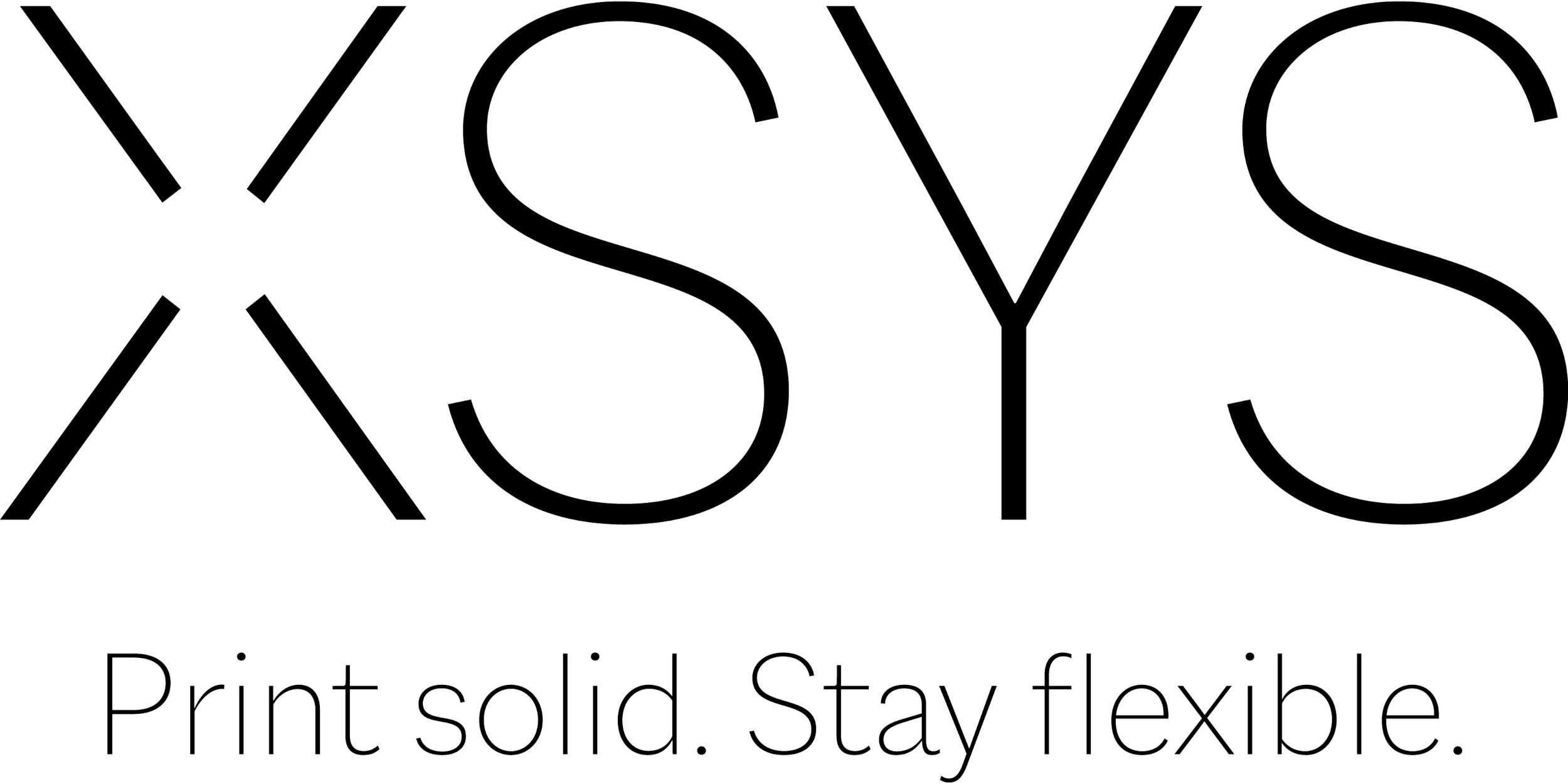 XSYS logo in black. Print Solid. Stay Flexible